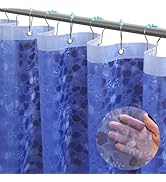 Ga-Geetopia Newest 3D Honeycomb Design - EVA Blue Plastic Shower Curtain Liner, Light Weight 72" ...