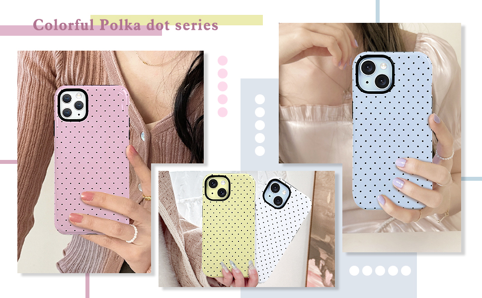 Lovmooful Compatible for iPhone Case Cute Aesthetics Polka Dot with Bright Design for Girls Women