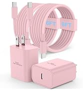 2Pack USB C Fast Charger for Samsung S26 S25 with 6FT Cables Pink | PD PPS USB C Wall Charger for...