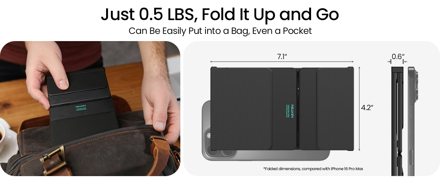 Foldable keyboard weighs just 0.5 lbs and fits in a bag or pocket at 7.1 by 4.2 by 0.6 inches