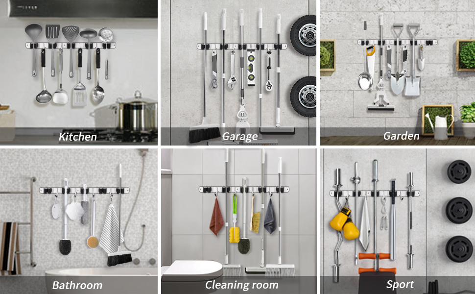 broom and mop holder wall mounted