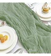 IVAPUPU 2 Pcs Cheesecloth Table Runner - 10ft Sage Green Boho Gauze Cheese Cloth Table Runner for...