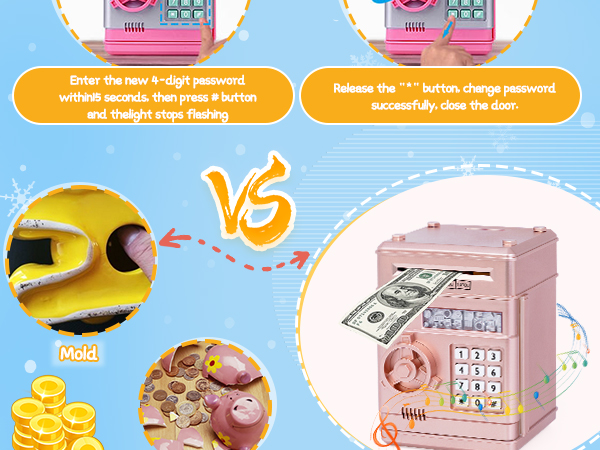 Kids Money Bank Money Box Piggy Bank for Kids digital Money Box Coin cash safe for Kids Girls Boys