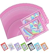 100 PACK Holographic Ziplock Bags,Smell Proof Packaging Bags, Clear Window Resealable Odor Foil P...