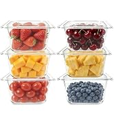 Cheardia 6 Pack 1/6 Size Polycarbonate Food Pans with Lids, Plastic Clear Restaurant Containers S...