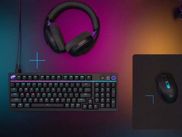 keyboard, headset and a mouse