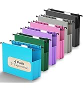 NORDUN Plastic Expandable Hanging File Folder Letter Size,Heavy Duty 3 Inch Expansion,6 Pack Extr...