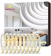 EMITEVER COB LED Strip Lights Waterproof IP67, 5000K White Outdoor 24V Dimmable Silicone LED Tape...