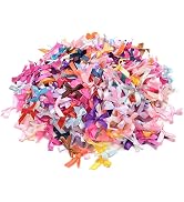 100Pcs Colorful Assorted Smallest Satin Ribbon Bows Size 10 mm, Tiny Embellishment Craft Artifici...