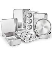 TeamFar Stainless Steel Bakeware Set of 8 | Baking Roasting Toaster Oven Pans, Lasagna/Square/Rou...