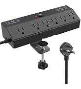 Desk Clamp Power Strip with 40W Fast Charging Station, JXGUCAT Removable Desk Clamp Mount Power S...