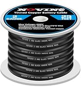 2 Gauge Marine Battery Cable,600V 2 AWG 25ft Tinned Copper Battery Cable for Boat Wiring Marine A...