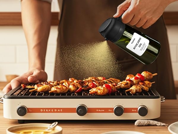 2 in 1 Glass Oil Sprayer & Dispenser, 470ml Glass Olive Oil Sprayer,Cooking Oil Sprayer,Salad