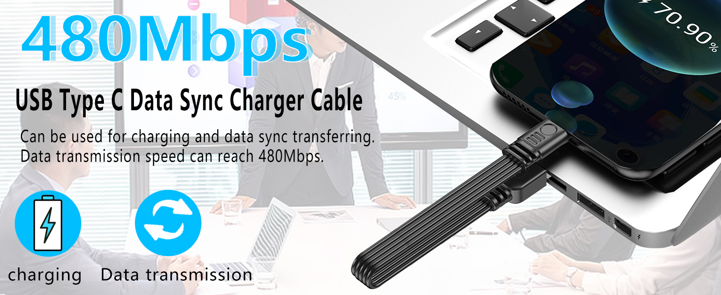 90 Degree USB Type C 2.0 Flat Cable