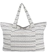 UERRUAM Extra Large Beach Bag for Women,Big Weekender Tote with Zipper and Pocket for Overnight T...