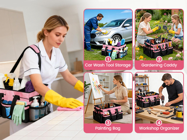 wearable cleaning caddy bag with shoulder straps
