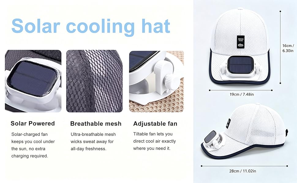 Solar cooling hat
