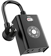 Outdoor Timer for Lights Sensor Dusk to Dawn Timer, Outdoor Light Timer Waterproof Plug in Outlet...