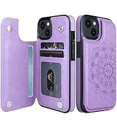 Nvollnoe for iPhone 13 Case with Card Holder Heavy Duty Protective Durable Leather RFID Blocking ...