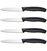 BEWOS Paring Knife - Straight Edge Paring Knives Set of 4, Ergonomic Handle, Classic Black PP Pla...