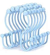 Goowin Shower Curtain Hooks, 12 Pcs Shower Curtain Rings, Stainless Steel Roller Rust-Resistant B...