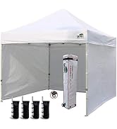 Eurmax USA 10'x10' Ez Pop-up Canopy Tent Commercial Instant Canopies with 4 Removable Zipper End ...