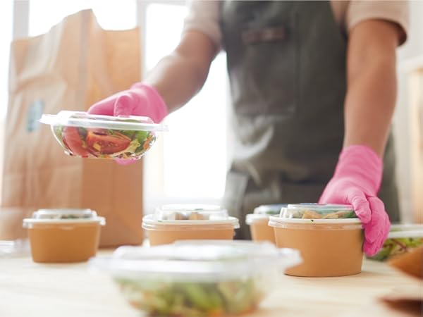 pink food gloves