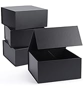 Giftgarden 4-Pack 8”x8”x4” Black Gift Boxes with Magnetic Lids, Square Collapsible Gift Wrap Box ...