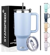 StarSpeed 40 oz Tumbler with Handle and Straw Lid | Stainless Steel Water Bottle Travel Mug Reusa...