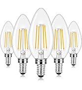 E12 LED Candelabra Bulbs 40 Watt Equivalent, 4W Vintage Candle Light Bulbs, 470Lm Warm White 2700...
