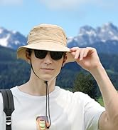 TXJ Sports Fishing Hat for Men Women, Foldable Sun Hat Breathable Bucket Hat UV Protection for Hi...