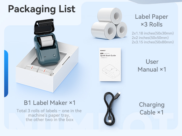 NIIMBOT B1 Label Maker Machine with 3Rolls Tapes for Your Small Business