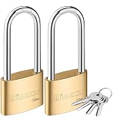 Disecu Solid Brass Keyed Padlock, 2 Inch (50mm) Wide Body, 3.2 Inch Long Shackle Outdoor Waterpro...