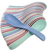 WUWEOT 24 Pack Wheat Straw Soup Spoons, 6 Inches Colourful Unbreakable Meal Spoon, Cereal Dinner ...