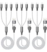 IDISON Multi Charging Cable (3Pack 4ft), 3 in 1 Charging Cable Travel Essentials Nylon Braided Co...