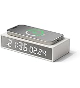 mooas 15W Slim Edge Mirror Wireless Charging Clock (White), Max.15W Fast Wireless Charging, 12/24...