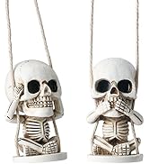 Skull Car Mirror Hanging Accessories, Cute Swinging Skeleton Decor for Rear View Mirror Accessori...