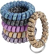 BIHRTC Pack of 6 Keychain Bracelet key Holder Wristlet Wrist Key Chain Spring Wristband Flexible ...