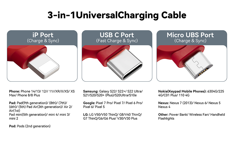 3 in 1 universal charging cable retractable car charger cable phone multiple usb cable micro charger
