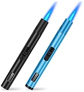 LcFun 2 Pack Torch Lighters Refillable Butane Lighter with Visible Fuel Window, Windproof Adjusta...