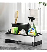 Ewaiira Stainless Steel Sink Caddy, Sponge Holder for Kitchen Sink with Brush Holder & Dishcloth ...