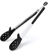 12 Inch Kitchen Tongs for Cooking, 600ºF Heat Resistant Silicone Cooking Tongs with Silicone Tip ...