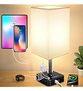 cozoo Bedside Table Lamp with 3 Levels Brightness,Dimmable Table Lamp with USB C+A Charging Ports...