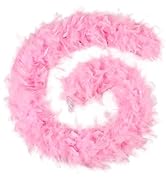 FeelfunFeather 45g Pink Feather Boas 2 Yards Turkey Chandelle Feathers Boa for DIY Craft Wedding ...