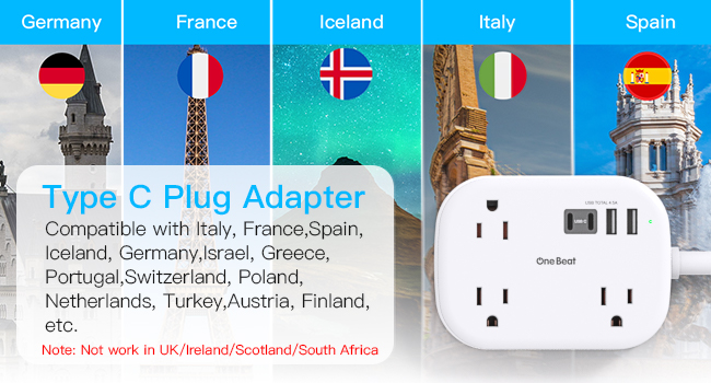 US to Europe Power Adapter