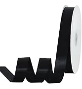 TONIFUL 7/8 Inch x 100yds Black Satin Ribbon Thin Solid Frabic Ribbons for Gift Wrapping, DIY Cra...