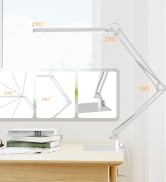 SKYLEO LED Desk Lamp with Slim Base - Adjustable Swing Arm Desk Light, Dimmable, Timer, Eye Prote...