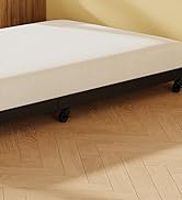 EMODA Trundle Bed Twin with 6 Lockable Casters, Roll Out Twin Trundle Bed Frame with Steel Slats,...