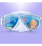 Kids Swim Mask, 180° Panoramic Child Diving Mask Anti-Fog Kids Swim Goggles with Nose Cover for S...