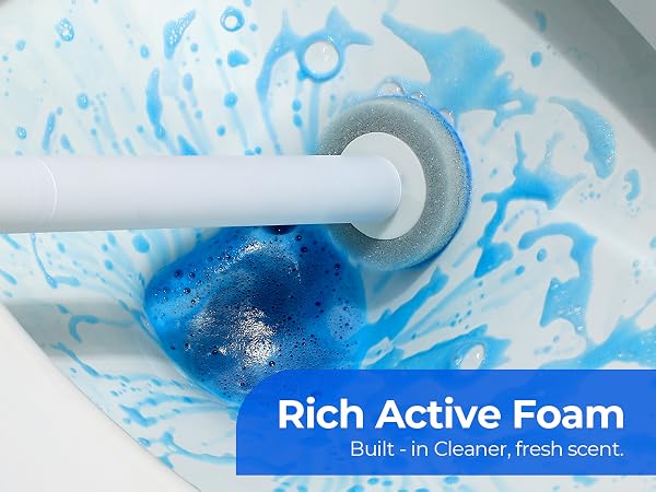 Disposable toilet brush with cleaning solution and pleasant fragrance